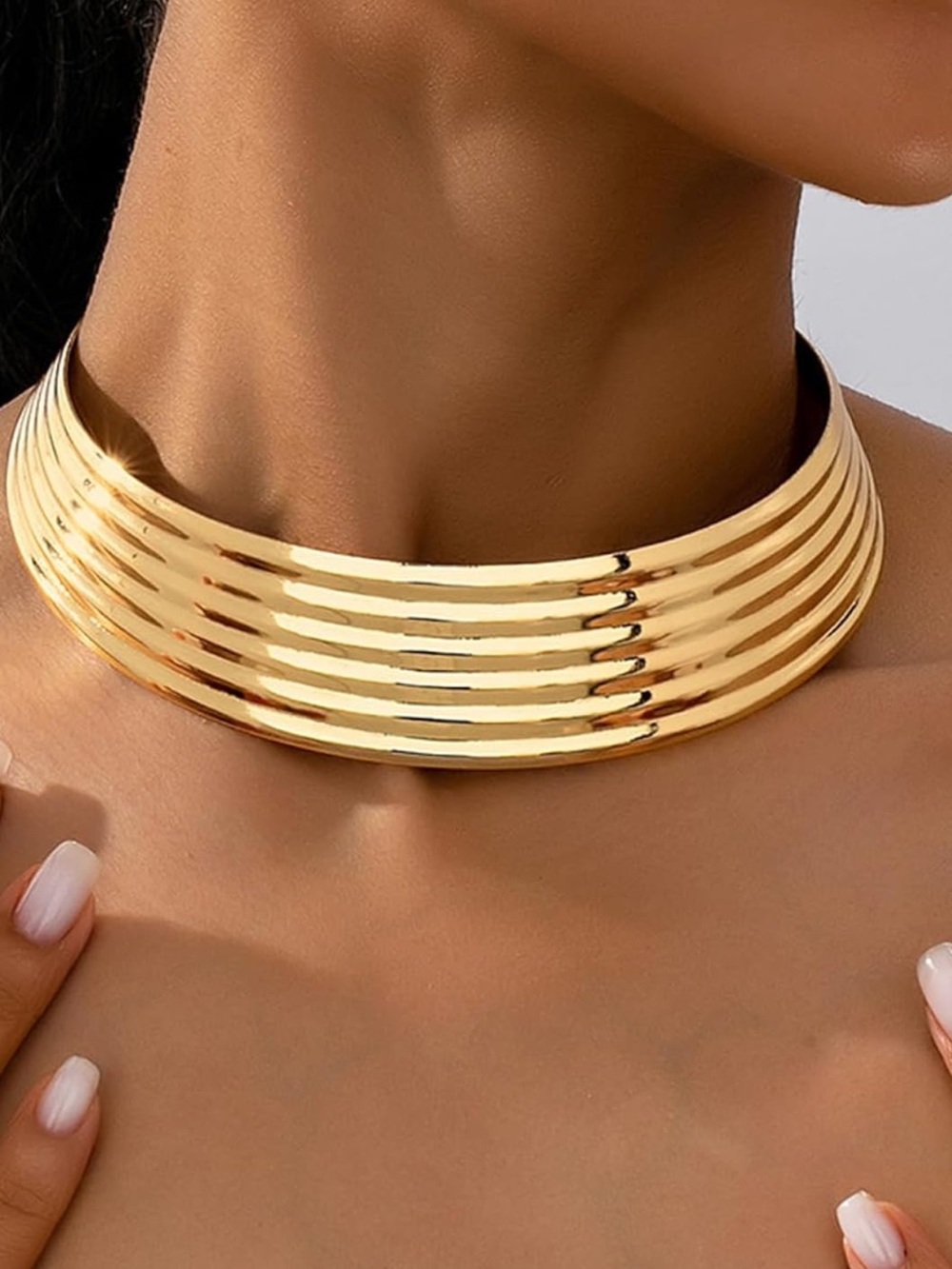 Anthropologie Gold Layered Ribbed Choker